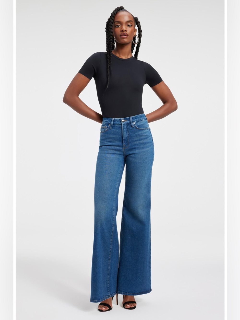 Good American Good Waist Palazzo Jeans, size 16